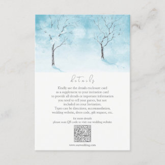 Carte D'accompagnement Détails du Mariage Winter Fresness