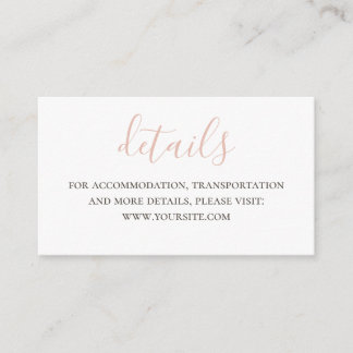 Carte D'accompagnement Détails du script rose simple. Site mariage modern