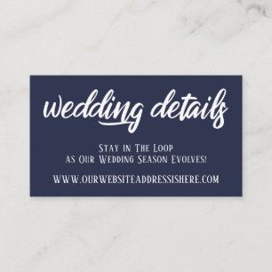 Carte D'accompagnement Détails du site web de mariage en écriture élégant