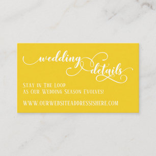 Carte D'accompagnement Détails du site web mariage Script Mustard Jaune