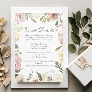Carte D'accompagnement Détails d'un élégant mariage floral d'été