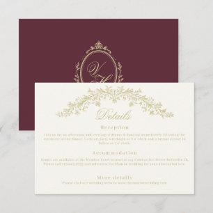 Carte D'accompagnement Détails Élégants de Mariage d'Ère Régence