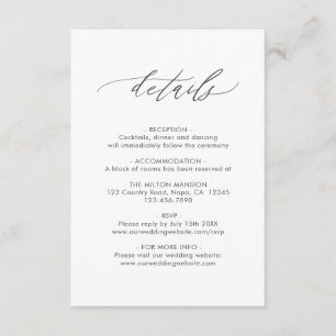Carte D'accompagnement Détails élégants du Mariage de calligraphie avec c