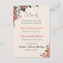 Carte D'accompagnement Détails élégants du Mariage floral