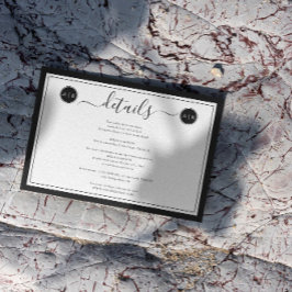 Carte D'accompagnement Détails élégants en noir et blanc simples