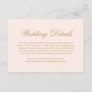 Carte D'accompagnement Détails élégants officiels Mariage Gold Blush
