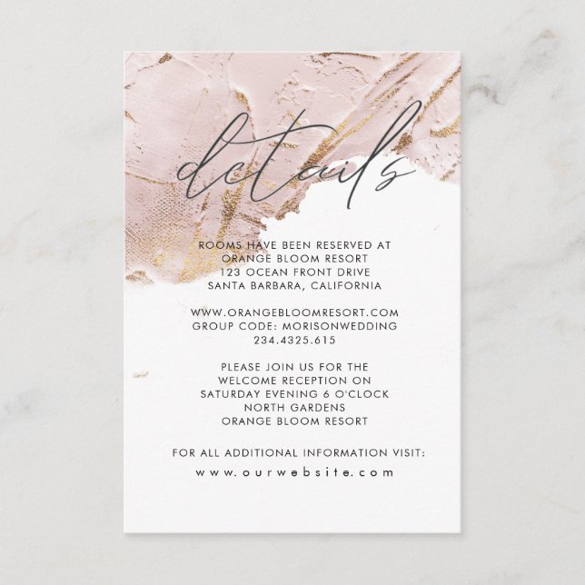 Carte D'accompagnement Détails en feuille d'or rose texturée fausse (Devant)