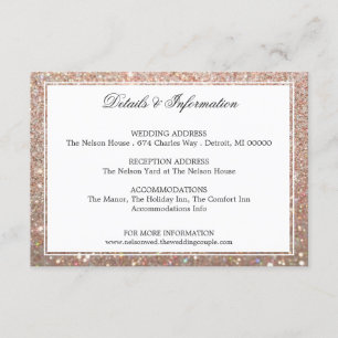 Carte D'accompagnement Détails et plus d'informations - Rose Gold Glit Fa