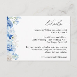 Carte D'accompagnement Détails Floral bleu et blanc Dusty