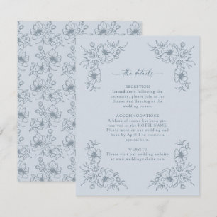 Carte D'accompagnement Détails Floral bleu foncé