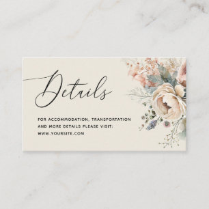 Carte D'accompagnement Détails floraux de l'aquarelle boho. Mariage éléga