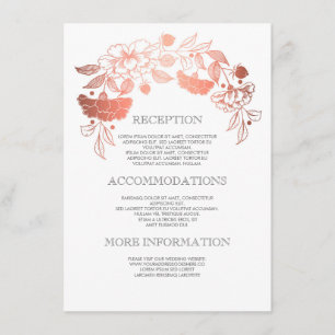 Carte D'accompagnement Détails floraux de mariage d'or rose -