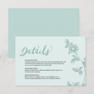 Carte D'accompagnement Détails Floraux Fantaisistes Bleu Rustique