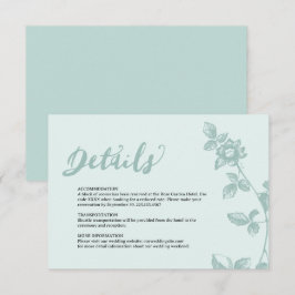 Carte D'accompagnement Détails floraux fantaisistes en bleu rustique