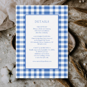 Carte D'accompagnement Détails Gingham à Carreaux Bébé Bleu Rustique