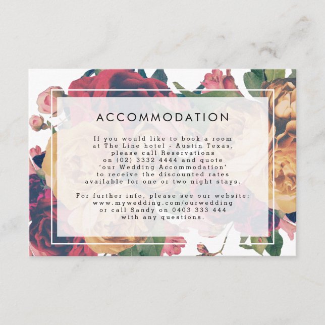 Carte D'accompagnement Détails INFO Boho Floral Mariage moderne (Devant)