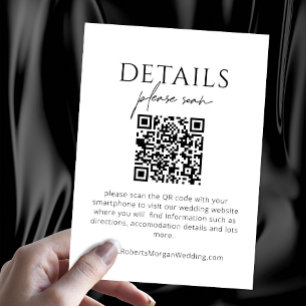 Carte D'accompagnement Détails Mariage moderne simple avec code QR