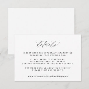 Carte D'accompagnement Détails mariage noir et blanc simple et élégant