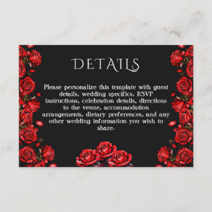 Carte D'accompagnement Détails Mariage Red Roses