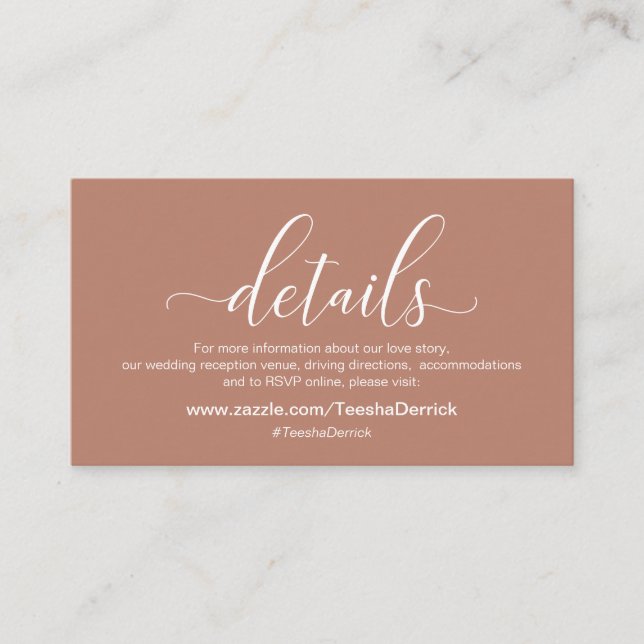 Carte D'accompagnement Détails mariage, Thème Terracotta moderne (Devant)