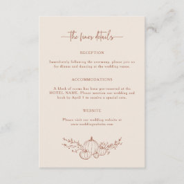 Carte D'accompagnement Détails Mariages de automne simples