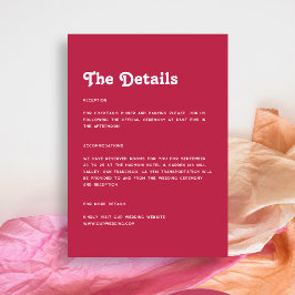 Carte D'accompagnement Détails minima chic rétro brillant rose chaud Mari