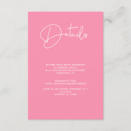 Carte D'accompagnement Détails minimaliste rose Détails du Mariage