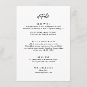 Carte D'accompagnement Détails minimalistes de Mariage moderne