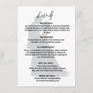 Carte D'accompagnement Détails minimalistes de Mariage moderne noir et bl