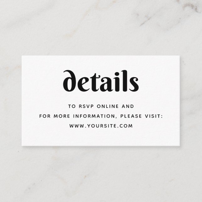 Carte D'accompagnement Détails minimalistes du Mariage chic + code QR | S (Devant)