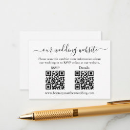 Carte D'accompagnement Détails minimalistes RSVP Mariage simple 2 QR
