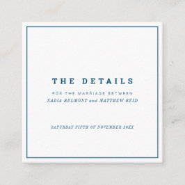 Carte D'accompagnement Détails minimaux de mariage de carré blanc de