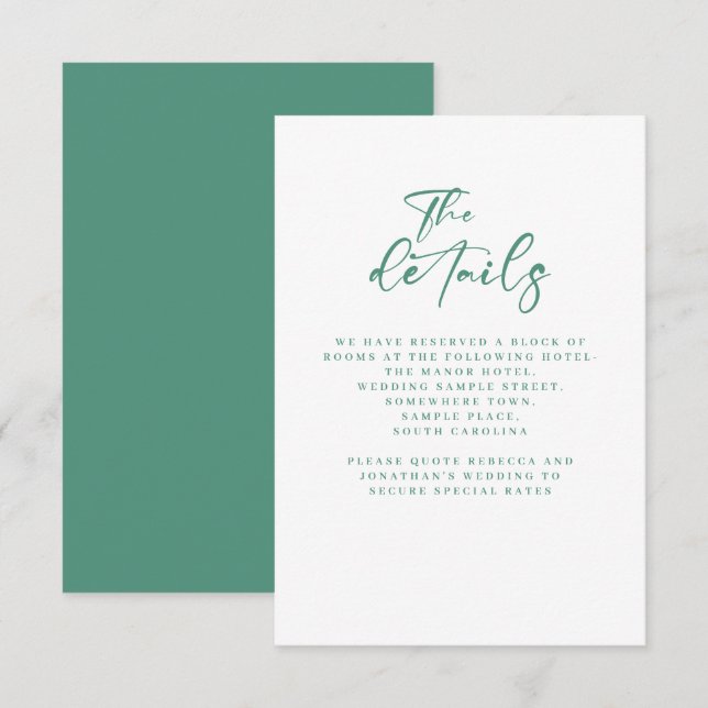 Carte D'accompagnement Détails minimaux du Mariage d'eucalyptus (Devant / Derrière)