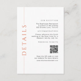 Carte D'accompagnement Détails minimaux du Mariage orange Insérer un code