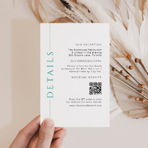 Carte D'accompagnement Détails minimaux du Mariage Turquoise blanc Insére