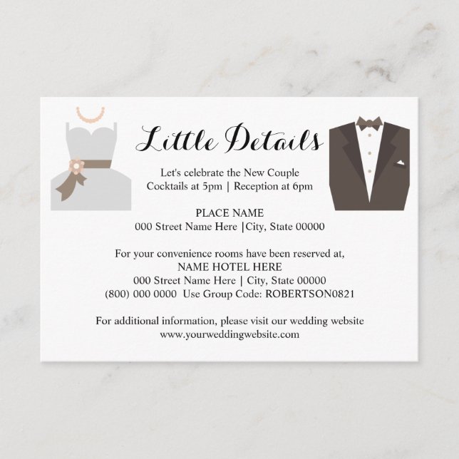 Carte D'accompagnement Détails Petit détail mariage Détails Mariage & Sal (Devant)