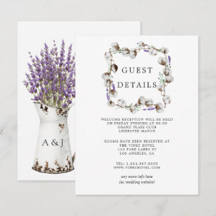 Carte D'accompagnement Détails pour invité de mariage en aquarelle coton 