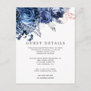 Carte D'accompagnement Détails pour les invités de mariage Navy & Rose av