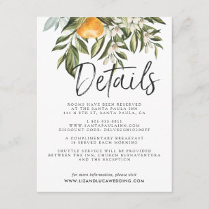 Carte D'accompagnement Détails pour les invités du mariage bohème dans un