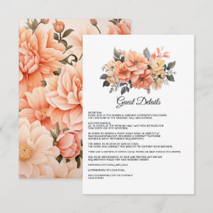 Carte D'accompagnement Détails pour les invités du mariage floral Peach F