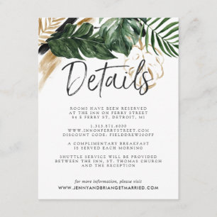 Carte D'accompagnement Détails pour les invités du mariage verdure d'été