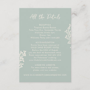 Carte D'accompagnement Détails pour les invités d'un mariage d'été sur la
