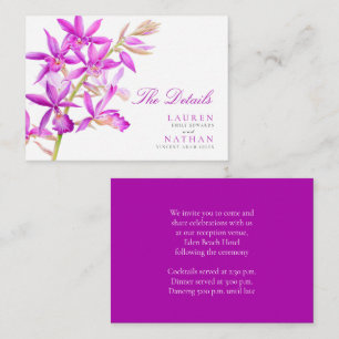 Carte D'accompagnement Détails pratiques de mariage à l'orchidée bijou po