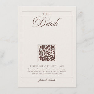 Carte D'accompagnement Détails QR Calligraphie Marron Choco Classique Ivo