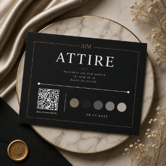 Carte D'accompagnement Détails QR de la tenue de mariage noir de luxe