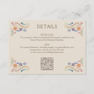 Carte D'accompagnement Détails QR du Mariage Fiesta Boho