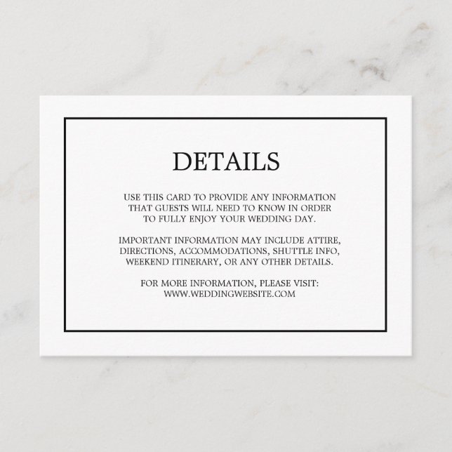 Carte D'accompagnement Détails simples du monogramme Boîtier Mariage blan (Devant)