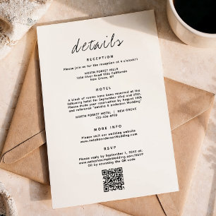 Carte D'accompagnement Détails simples minimalistes du Mariage de code Qr