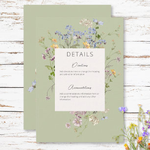 Carte D'accompagnement Détails sur le Boho Fleur sauvage Green
