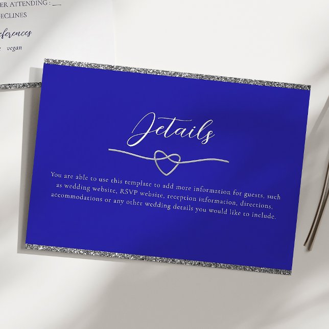 Carte D'accompagnement Détails sur le Mariage Argent Chic et Royal Blue (Créateur téléchargé)
